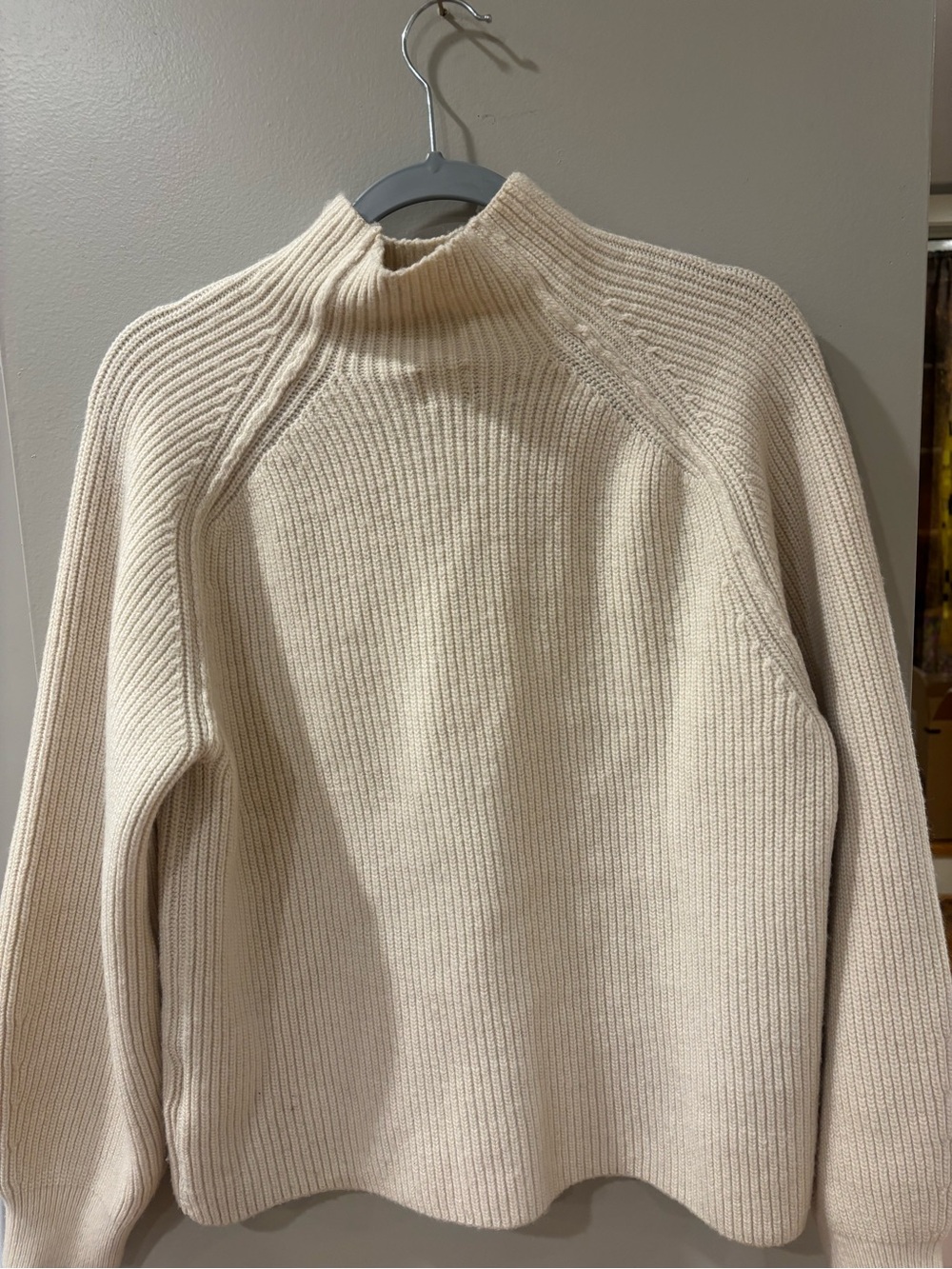H&M Ivory Ribbed Mock Neck Sweater